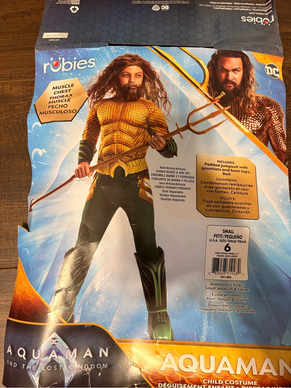 Rubie's Aquaman Costume in Gold and Green with Trident